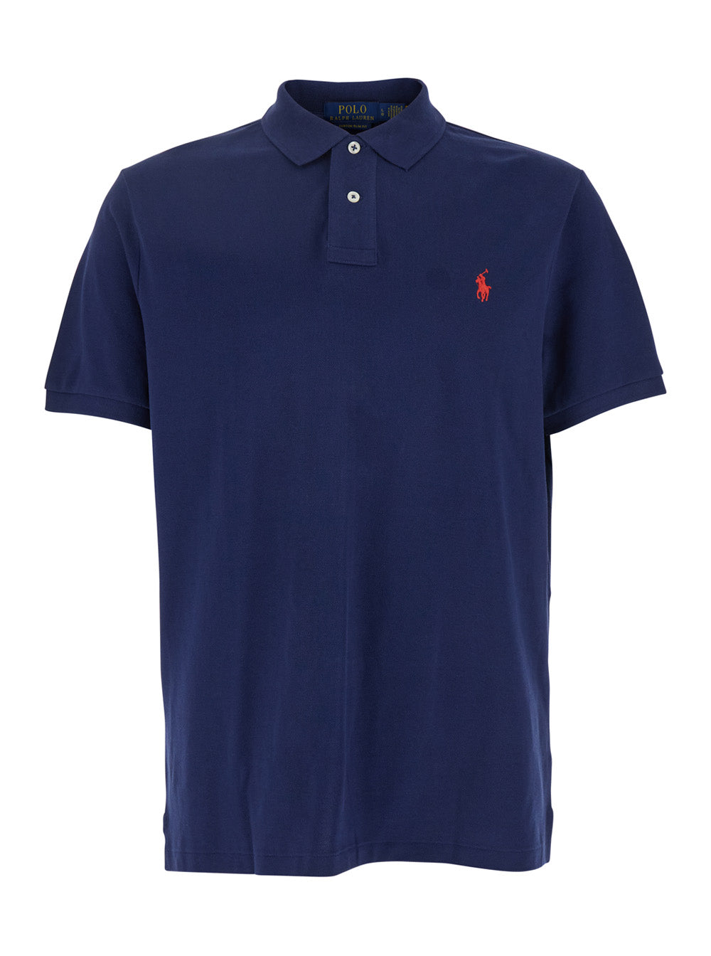 Custom Slim Fit Blue Polo Shirt with Pony Detail on the Front in Cotton for Men Blu Tshirts And