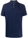 Blue Polo Shirt Slim Fit with Classic Collar and Pony Embroidery on the Front in Cotton Piquet for Men Blu Tshirts