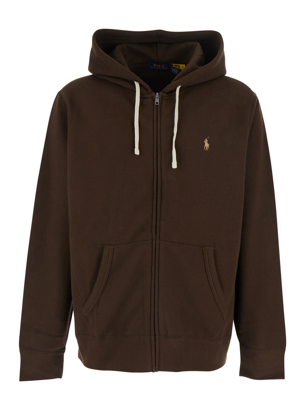 Brown Hooded Sweatshirt with Drawstring and Pony Embroidery on the Front in Cotton Blend for Men Recycled Polyester Sweatshirts