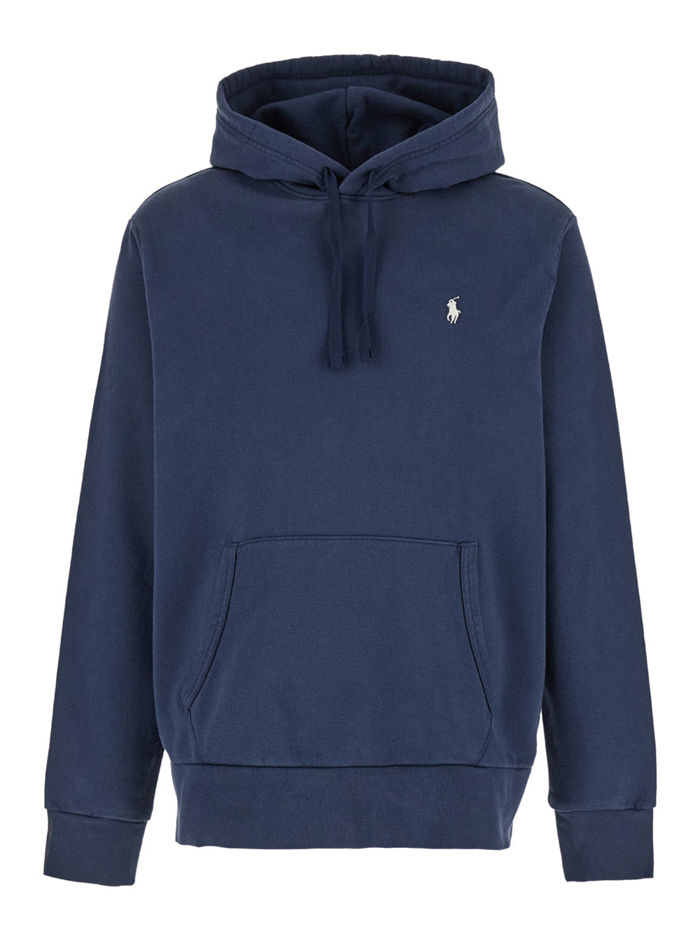Blue Hoodie with Pony Embroidery In Cotton for Men Blu Sweatshirts