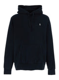 Black Hoodie with Fixed Hood and Pony Logo on the Front in Cotton Man Sweatshirts