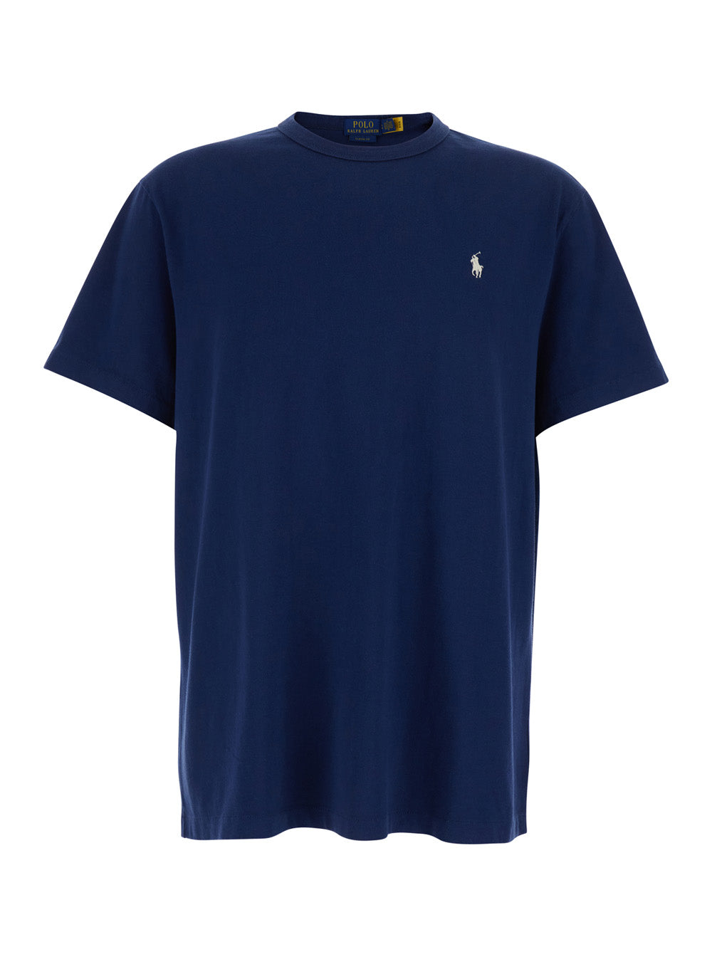 Classic Fit Blue T-Shirt Crew Neck with Pony Embroidery in Cotton Men Blu Tshirts And Polo Shirts