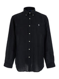 Linen Shirt Custom-Fit Black And Blouses
