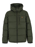 Gorham Green Down Jacket with Fixed Hood and Embroidered Pony Logo on the Front in Tech Fabric for Men Polyester