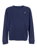 Blue Crewneck Sweatshirt with Embroidered Logo on the Front in Cotton Man Blu Sweatshirts