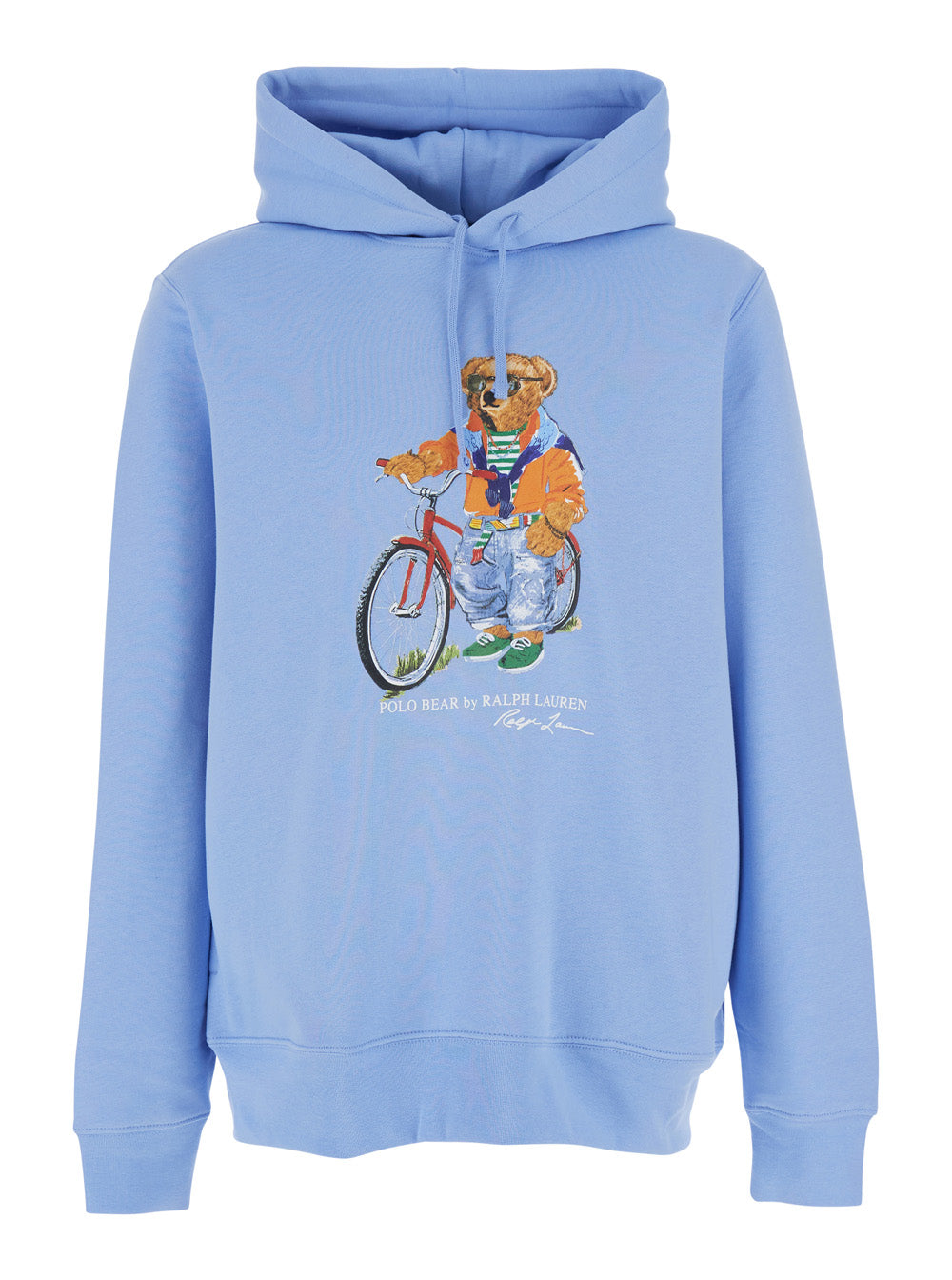 Light Blue Hoodie with Fixed Hood and Maxi Logo on the Front in Cotton for Men Sweatshirts