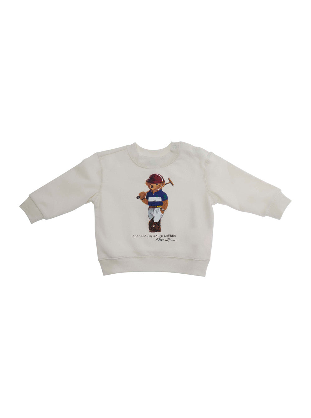 Crewneck Sweatshirt with Maxi Logo on the Front in Cotton Blend Baby White Recycled Polyester Sweatshirts