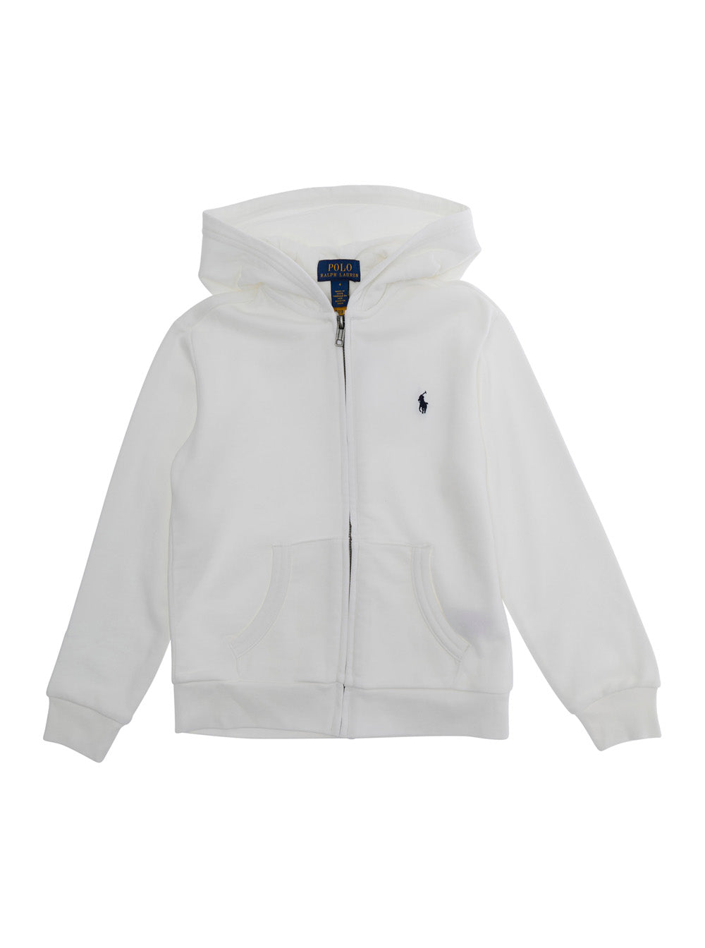 White Hoodie Ls Fz Hood-Knit Shirts-Sweatshirt With Fixed Hood And Front Zip Closure In Cotton For Women Polyester Sweatshirts