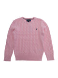 Sweater LS CABLE CN-TOPS-SWEATER Pink with Crew Neck for Women Cotton Jersey