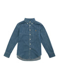 Blue Button-Down Cotton Denim Shirt for Kids Blu And Blouses