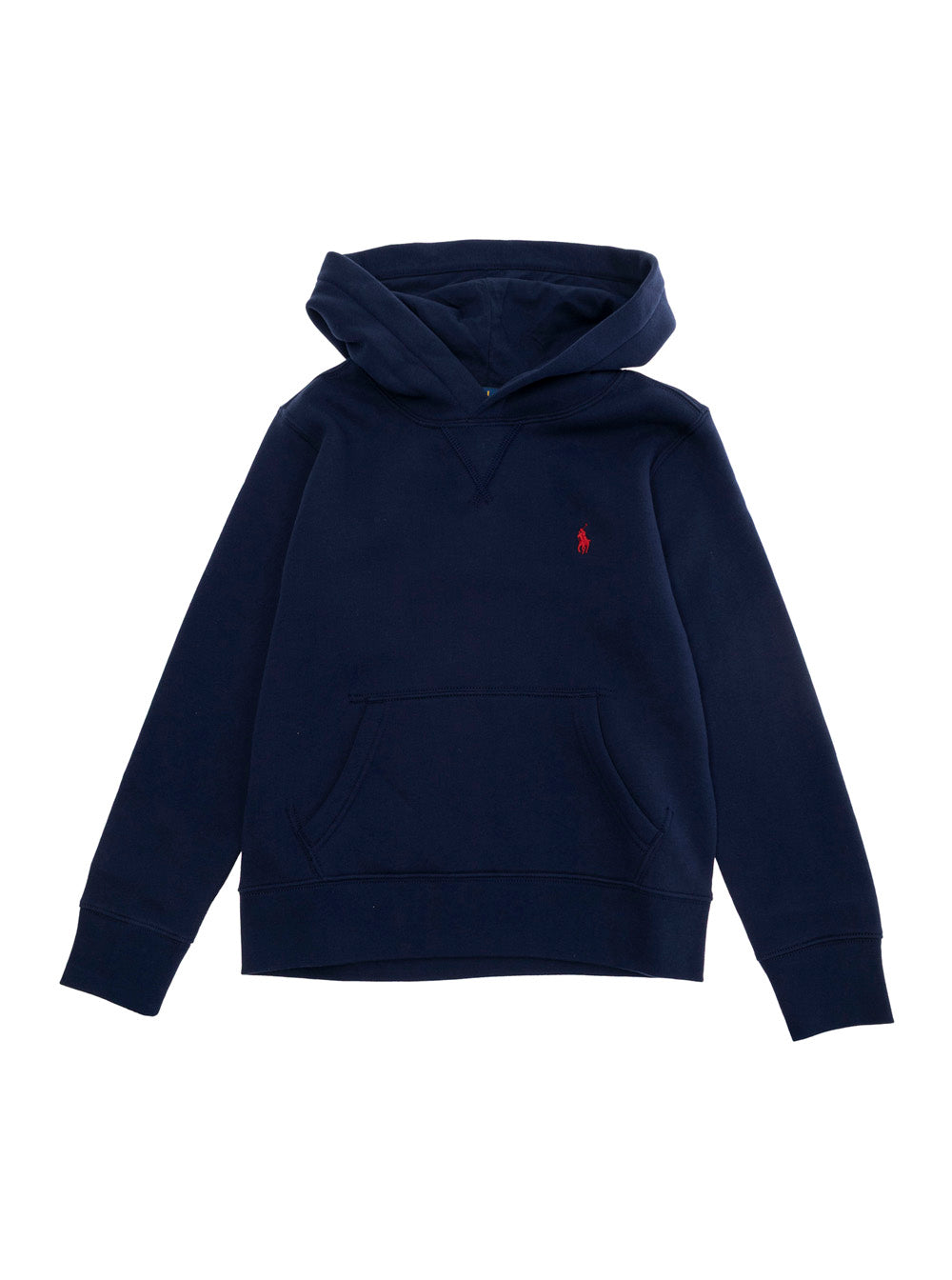 Hooded Sweatshirt with Fixed Hood and Pony Embroidery on the Front in Cotton Blend Blue for Kids Blu Polyester Sweatshirts