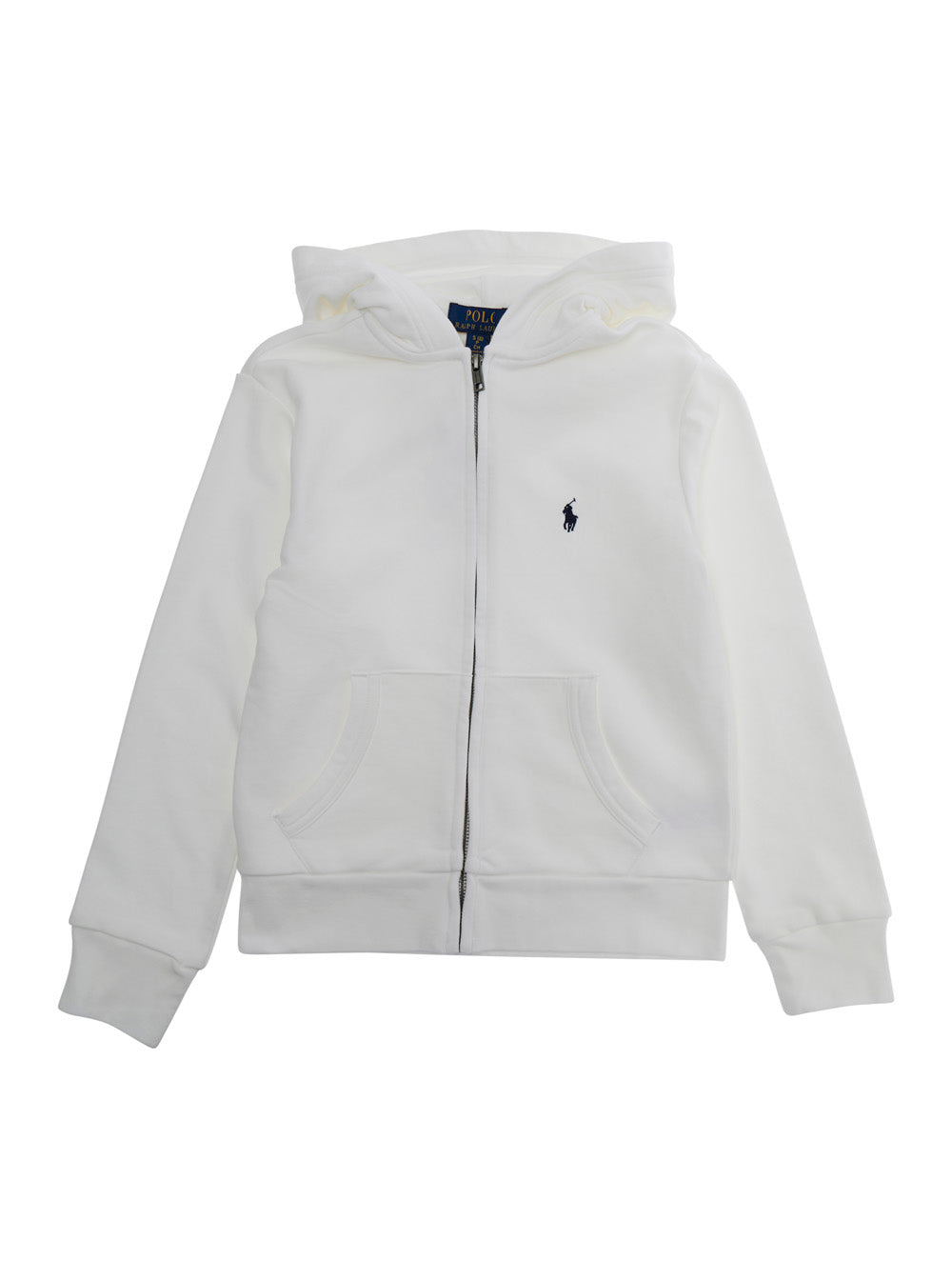 White Hoodie LS FZ HOOD-KNIT SHIRTS-SWEATSHIRT with Hood and Front Zip - Cotton Unisex Polyester Sweatshirts