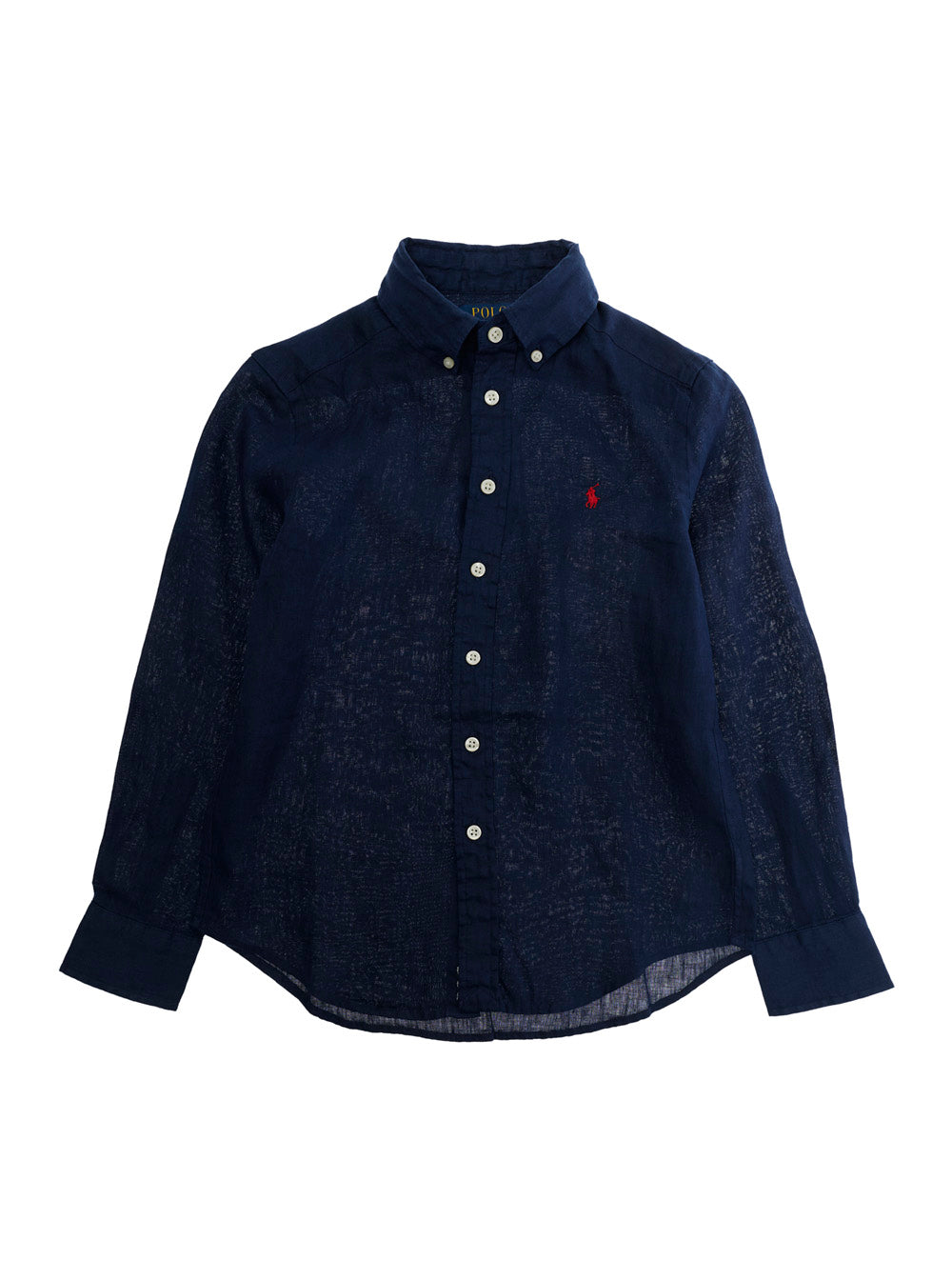 Shirt SHIRTS-SPORT Blue with Classic Collar and Long Sleeves in Linen Men Blu Blouses