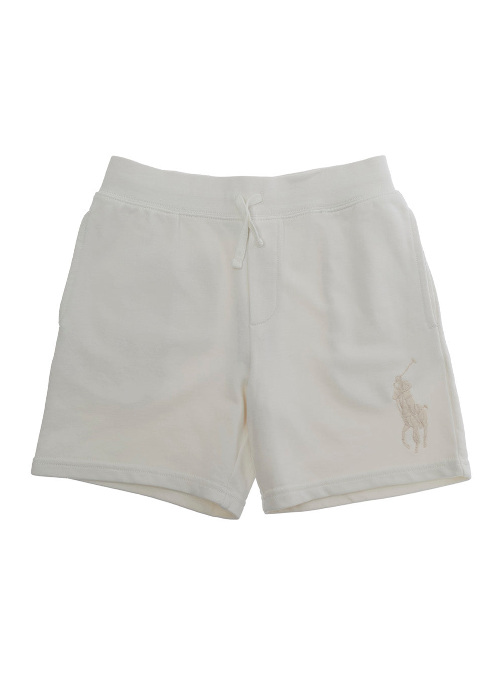 KNIT-SHORTS - White Bermuda with elastic waistband Cotton Men Polyester Shorts And