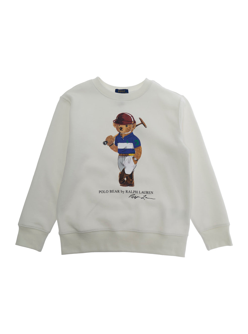 White KNIT-PULLOVER-SWEATSHIRT with Long Sleeves and Crew Neck in Cotton Recycled Polyester Sweatshirts