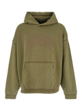 Green Hoodie with Front Lettering Logo and Faded Effect for Men Cotton Tshirts Polo Shirts