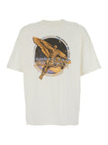 White T-Shirt with Graphic Print on Front and Back for Men Cotton Tshirts Polo Shirts