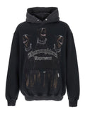 Sweatshirt Fissa with Maxi Print on the Front in Black Cotton for Men Sweatshirts