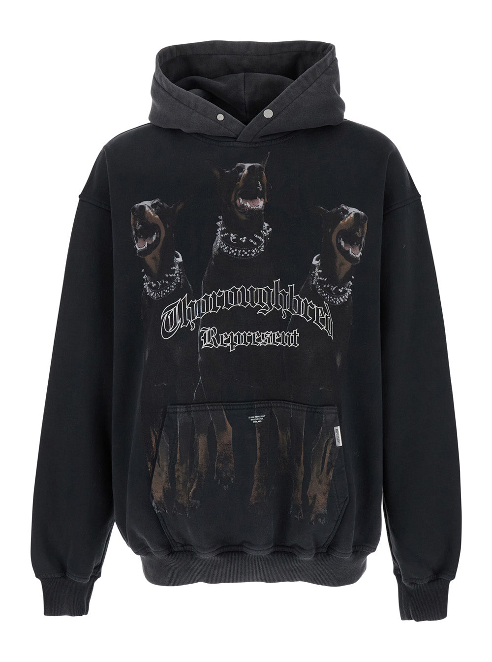 Sweatshirt Fissa with Maxi Print on the Front in Black Cotton for Men Sweatshirts