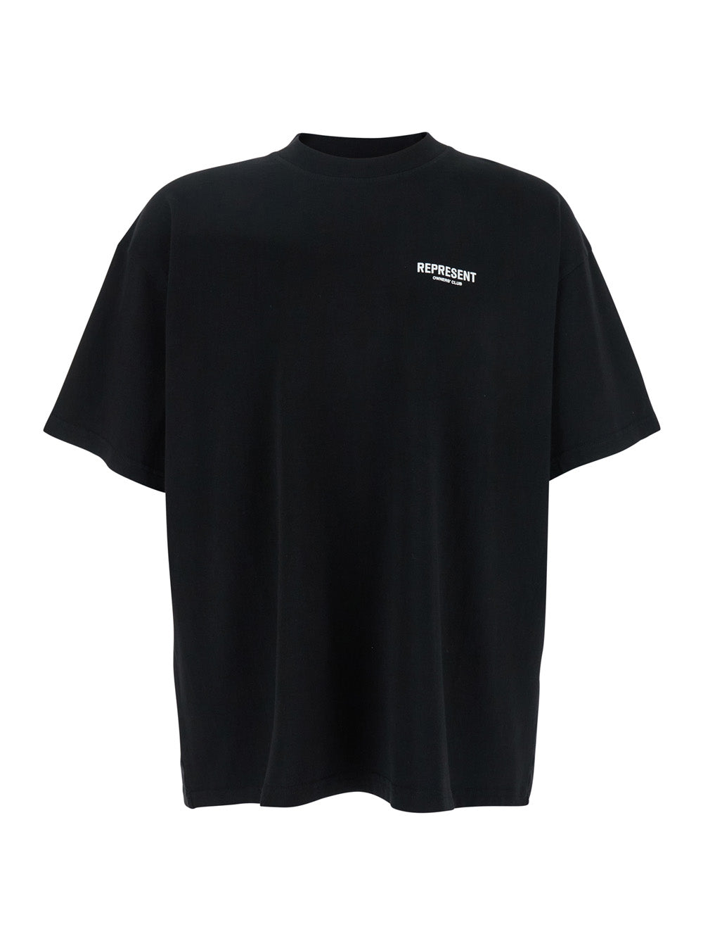 Black T-Shirt with Logo on the Front and Maxi Back in Cotton for Men Tshirts Polo Shirts
