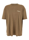 Brown T-Shirt with Logo on the Front and Maxi Back in Cotton for Men Tshirts Polo Shirts