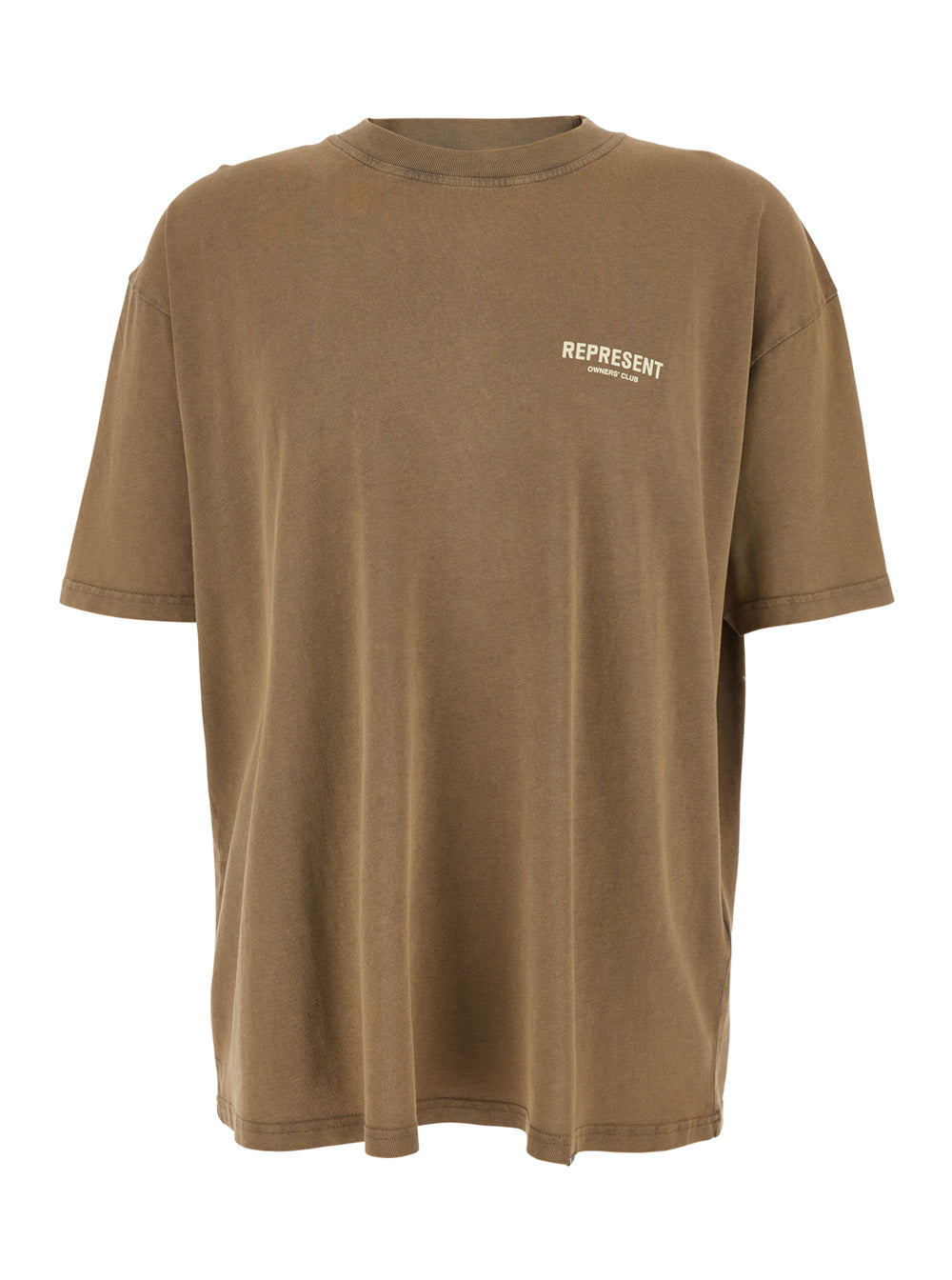 Brown T-Shirt with Logo on the Front and Maxi Back in Cotton for Men Tshirts Polo Shirts