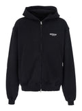 Black Zip Hoodie with Logo on Front and Back for Men Cotton Sweatshirts