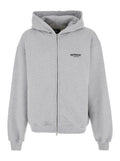 Gray Zip Hoodie with Logo on Front and Back for Men Grey Cotton Sweatshirts