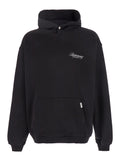 Black Hoodie with Front and Back Logo Print for Men Cotton Sweatshirts