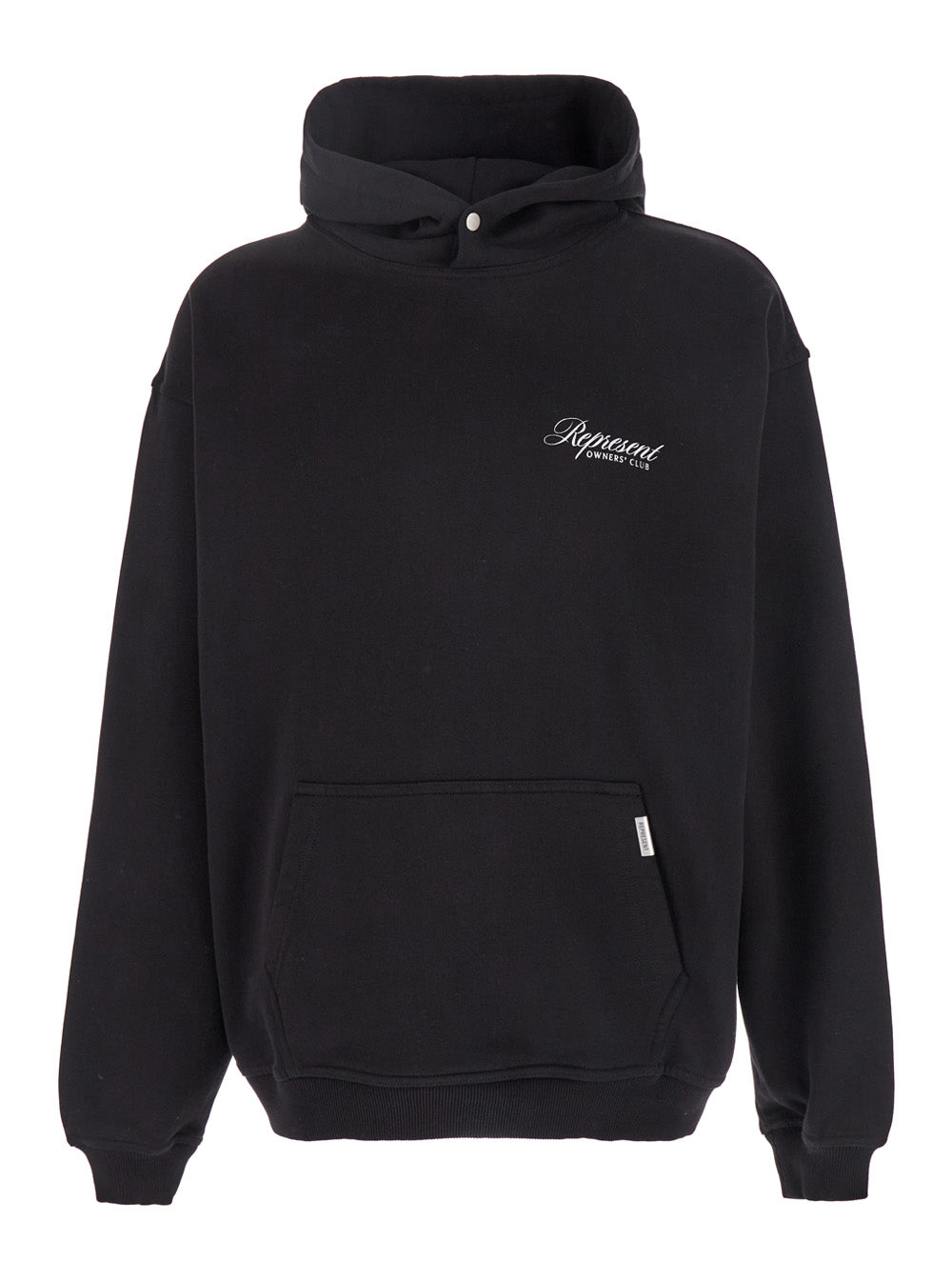 Black Hoodie with Front and Back Logo Print for Men Cotton Sweatshirts