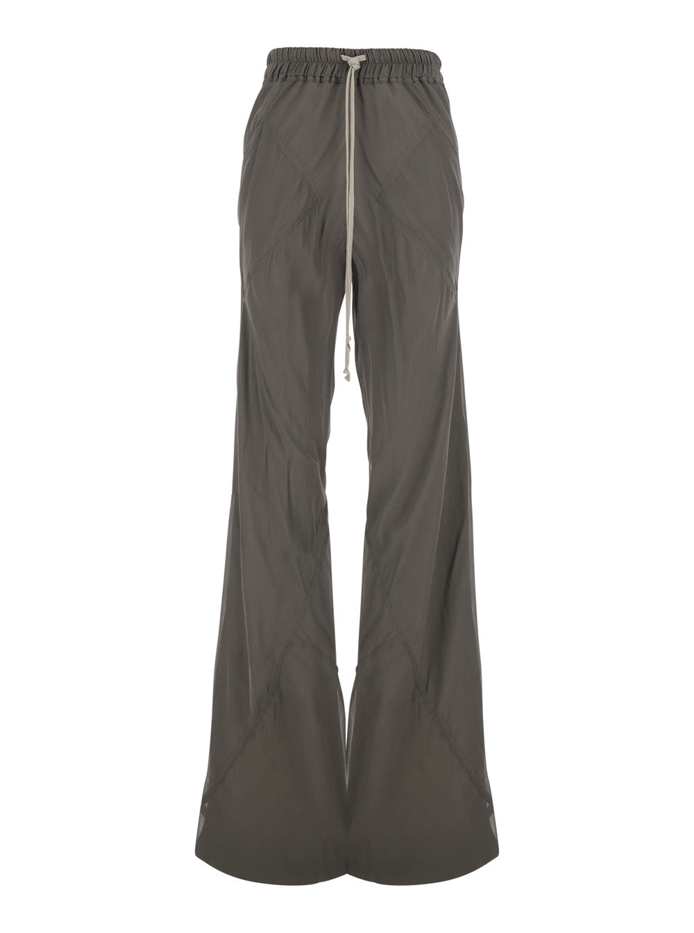 Bias Pants with Elastic Waist and Drawstring in Fabric Silk Blend for Women Grey Trousers