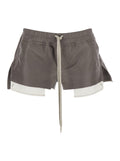 Fog Ecoleather Shorts with Front Drawstring and Leather Vents for Women Grey Lamb Bermuda