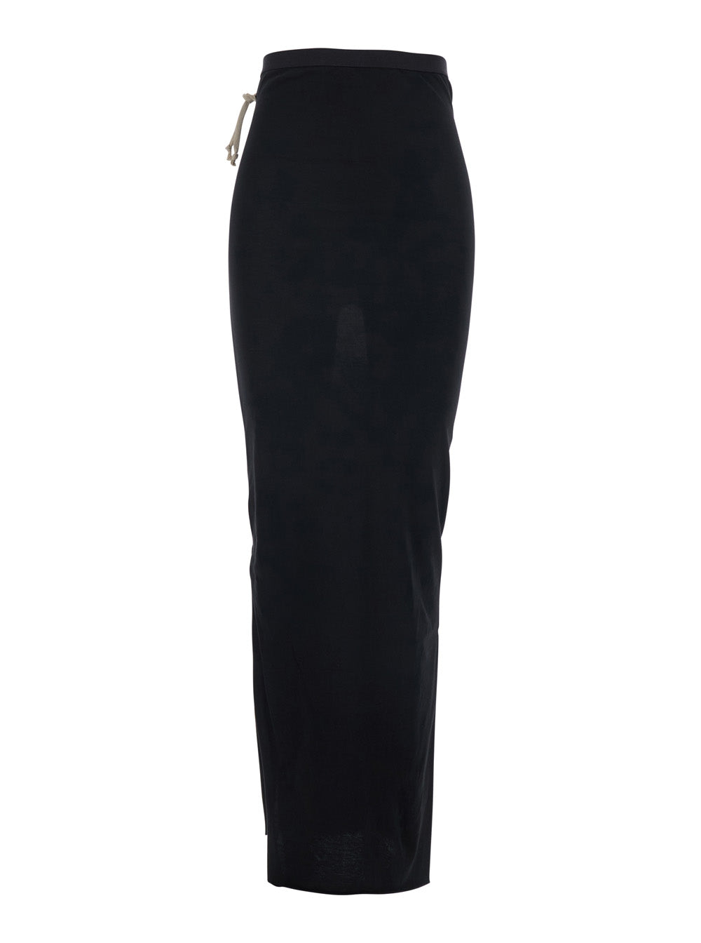 Long Skirt With Side Drawstring Closure And Straight Hem Black Cotton For Women - IT 42