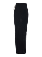 Long Skirt With Side Drawstring Closure And Straight Hem Black Cotton For Women - IT 38