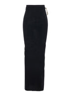 Long Skirt With Side Drawstring Closure And Straight Hem Black Cotton For Women - IT 42