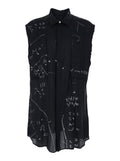 Shirt with classic collar and all-over print in black viscose blend for men Cupro Blouses