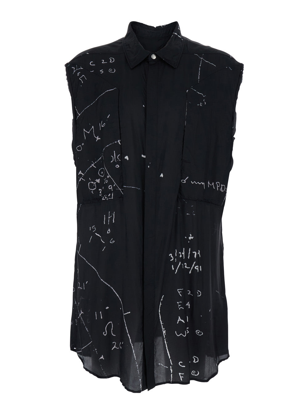 Shirt with classic collar and all-over print in black viscose blend for men Cupro Blouses