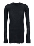 Black T-Shirt with Round Neck and Ribbed Design in Viscose Silk Blend for Men Tshirts Polo Shirts