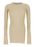 Beige T-Shirt with Round Neck and Ribbed Design in Viscose Silk Blend for Men Tshirts Polo Shirts