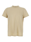 Crew Neck T-Shirt with Tone-on-Tone Stitching in Beige Cotton for Men Tshirts And Polo Shirts