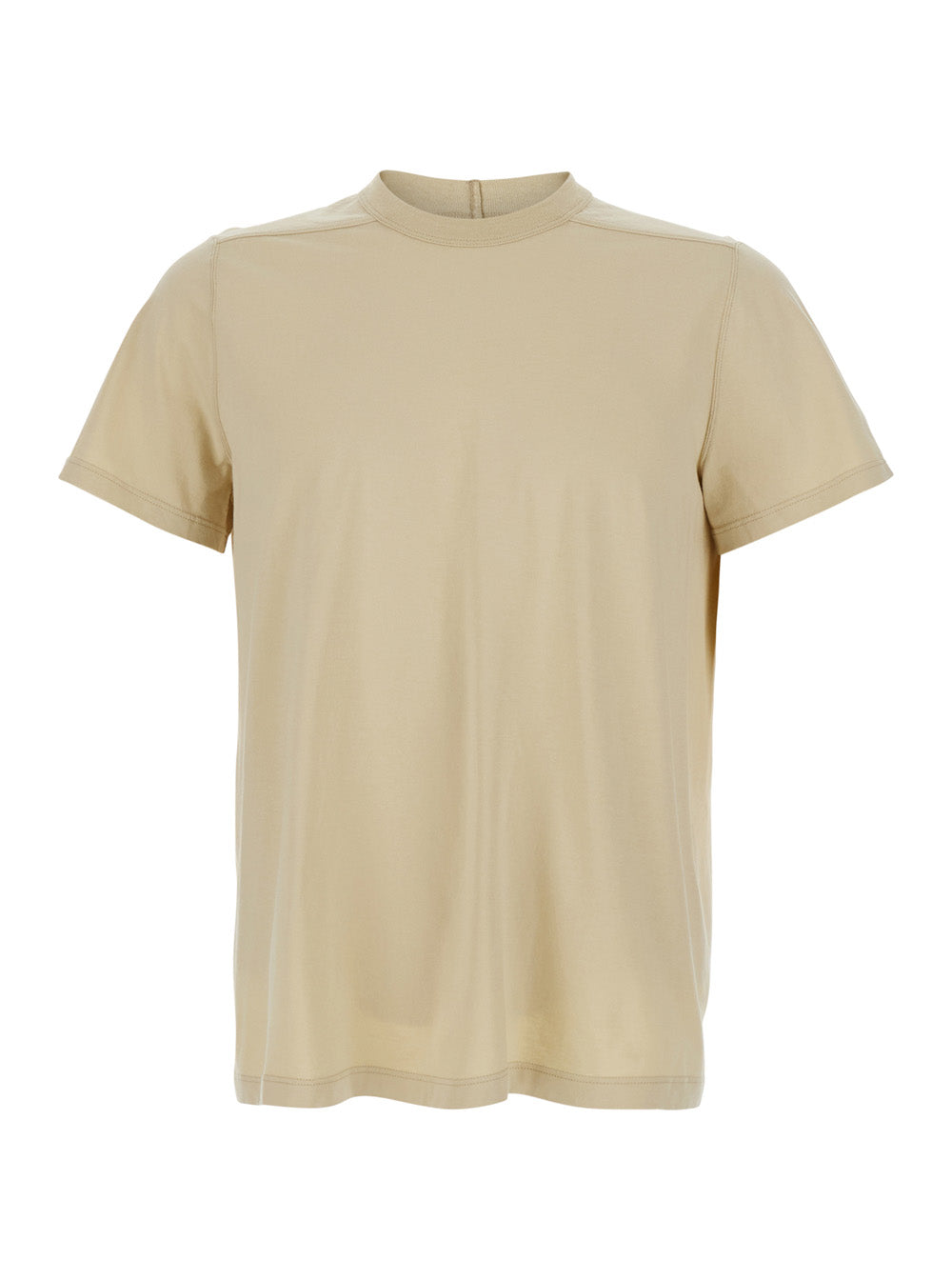 Crew Neck T-Shirt with Tone-on-Tone Stitching in Beige Cotton for Men Tshirts And Polo Shirts