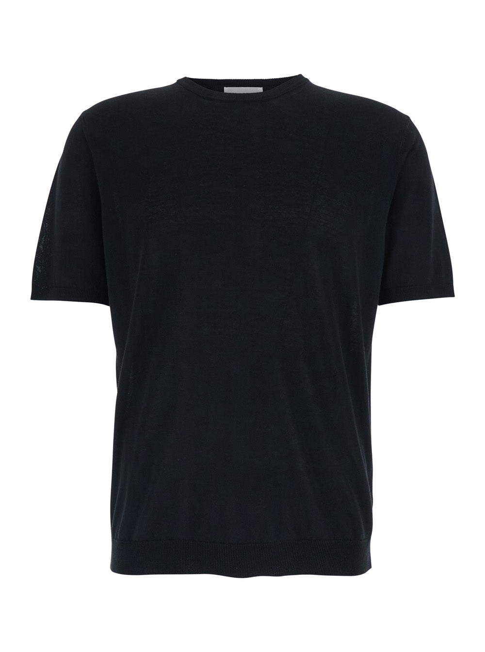 Black T-Shirt with Crew Neck and Ribbed Cotton Finishes for Men Tshirts Polo Shirts