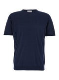 Blue Crew Neck T-Shirt with Ribbed Finishes for Men Blu Cotton Tshirts And Polo Shirts