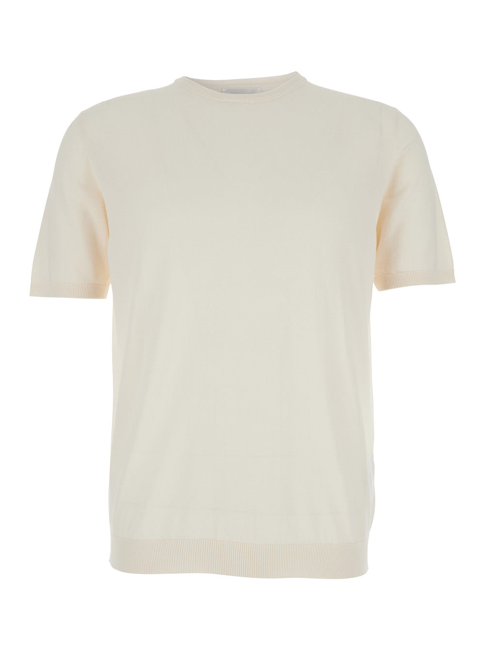 Beige T-Shirt with Ribbed Cotton Finishes for Men Tshirts And Polo Shirts