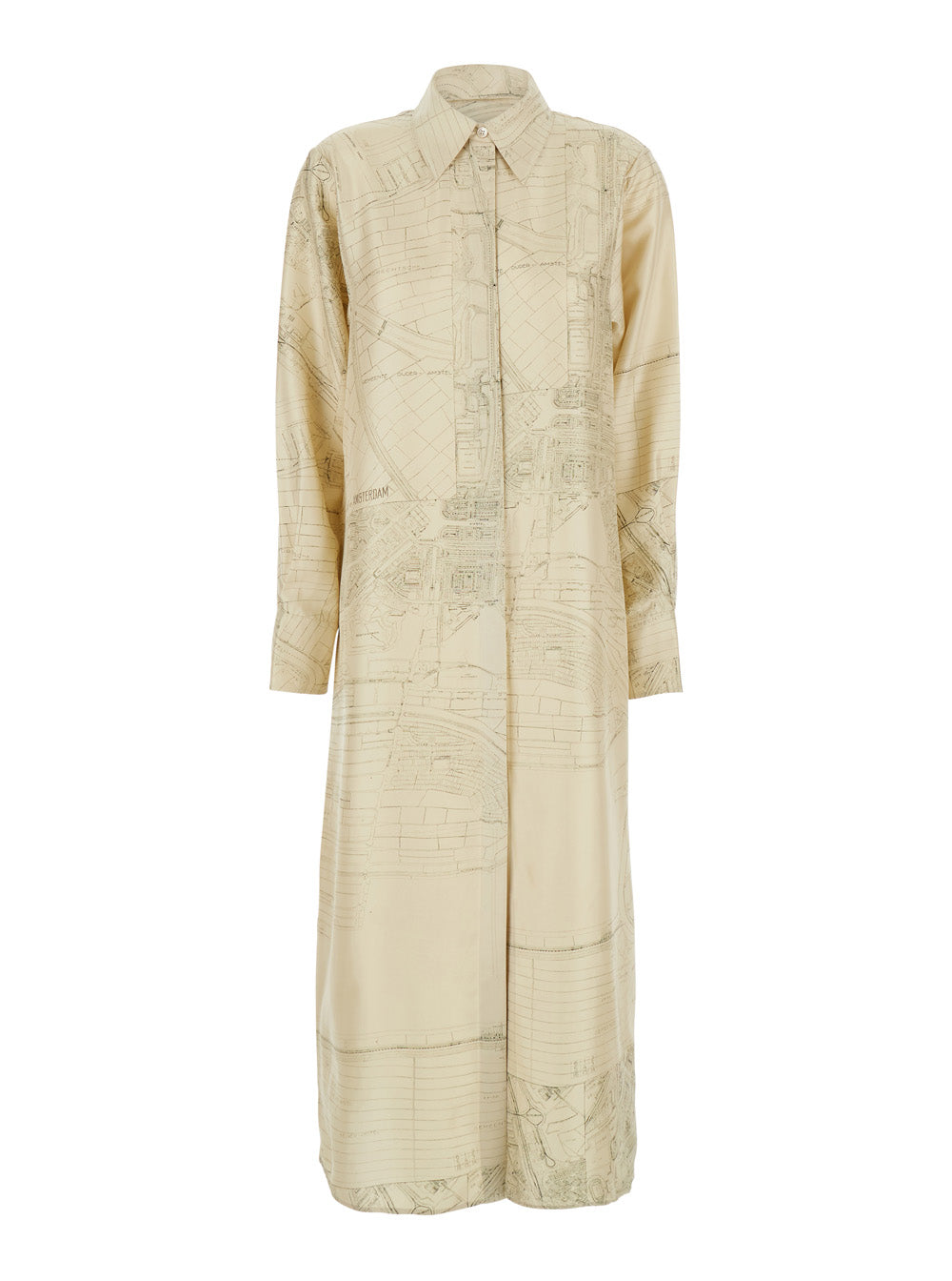 Dress With Cut-Out On The Back And All-Over Print White Silk For Women - 34