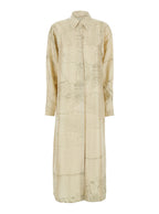 Dress With Cut-Out On The Back And All-Over Print White Silk For Women - 34