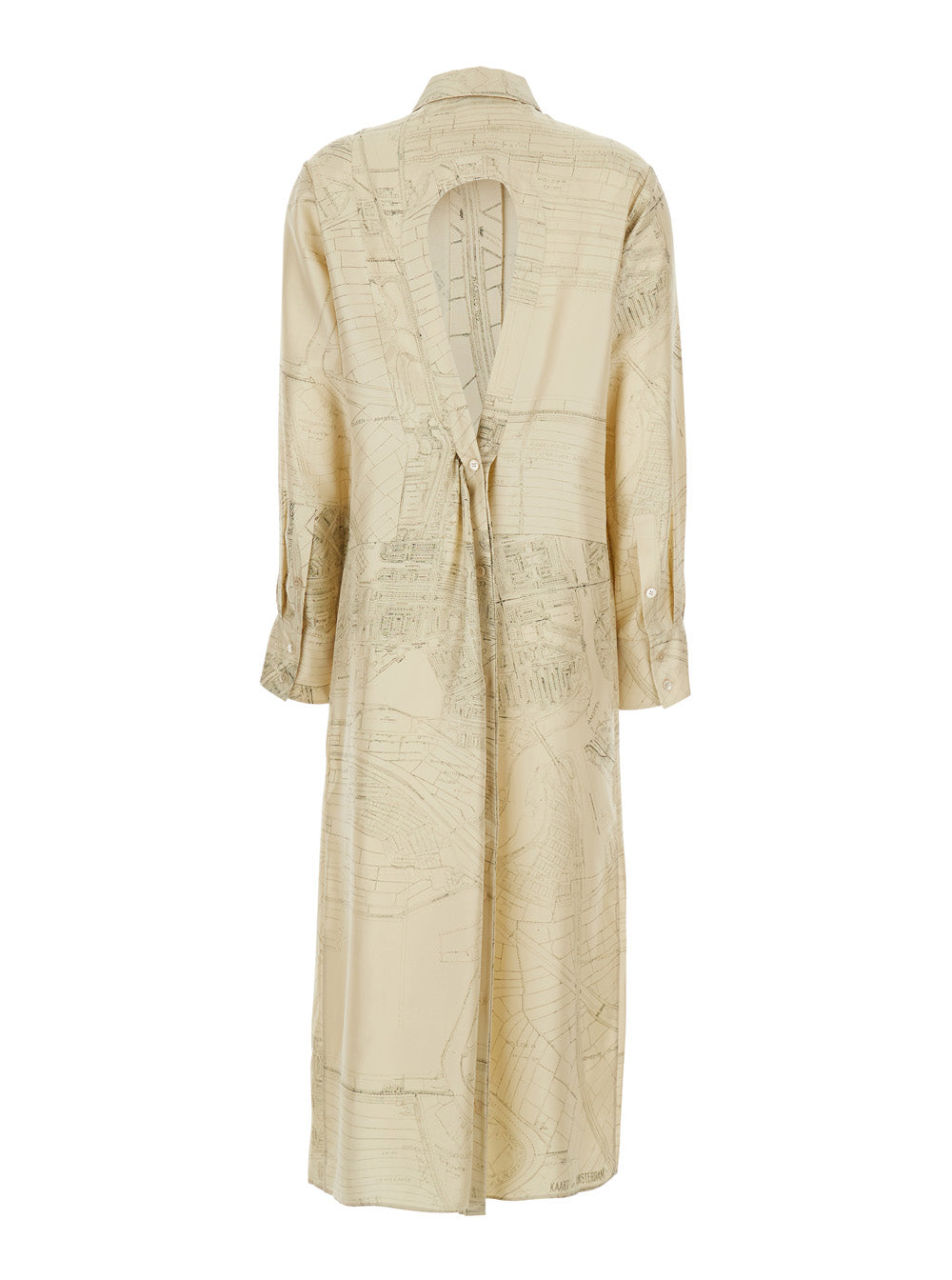 Dress With Cut-Out On The Back And All-Over Print White Silk For Women - 34