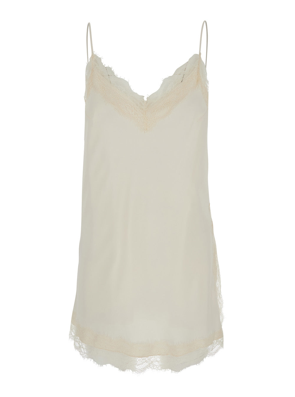 White Lace Camisole With Details - Viscose Women Tops