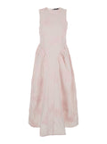 Long Dress Sleeveless with Round Neck and All-Over Floral Embroidery in Stretch Tech Fabric Pink Women Polyester Elastane