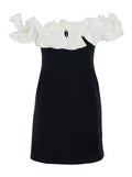 Dress with Off Shoulder and Ruches Details in Black Fabric for Women Polyester